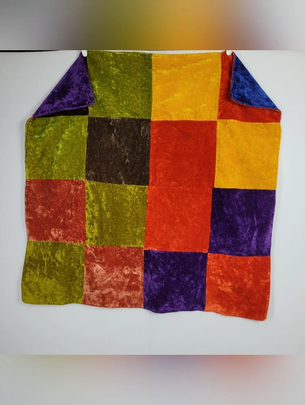 Velvet '70s Inspired Handmade Patchwork Quilt 36 In By 36 In.